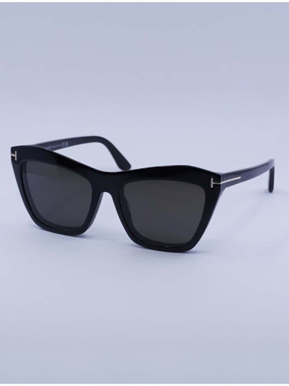 Tom Ford FT5971-B 001 Eyeglasses Shiny Black 54mm Cat Eye Frame, Clip-On Smoke